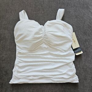 PROFILE BY GOTTEX Tutti Frutti Underwire White Ribbed Tankini Top 40 E swimsuit